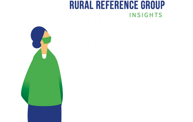 "Covid 19 Rural Reference Group Insights" in green and blue text